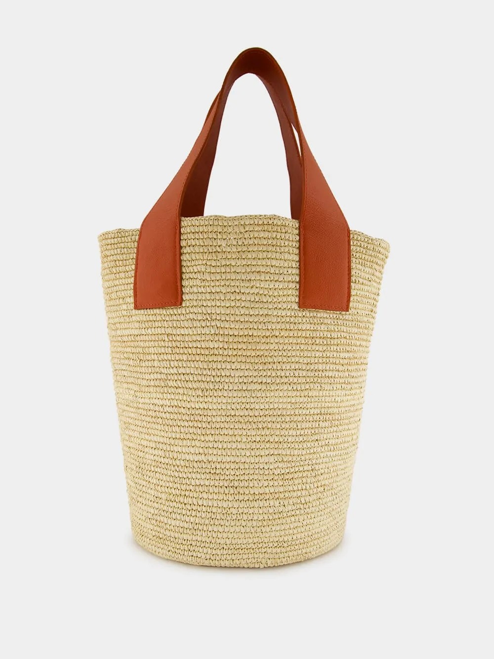 Tall Canasta with Leather Handles sold by Fashion Clinic