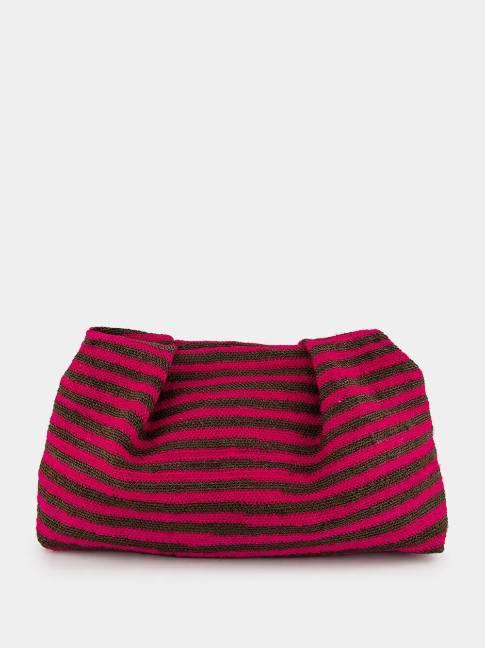 Pink and Chocolate Sisal Medium Pouch sold by Fashion Clinic