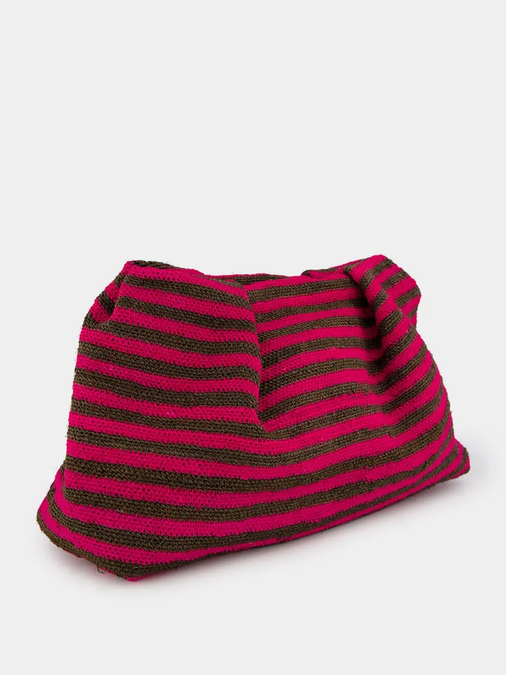 Pink and Chocolate Sisal Medium Pouch sold by Fashion Clinic product image thumbnail 2