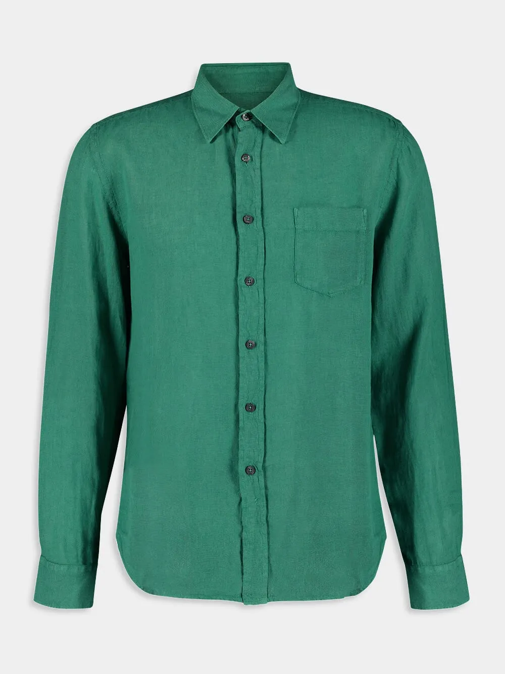 Regular Fit Green Linen Shirt sold by Fashion Clinic