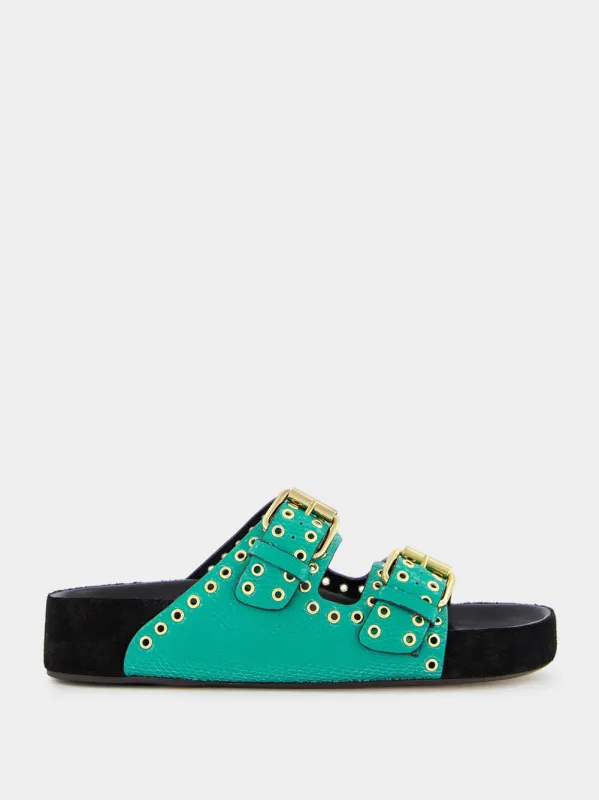 Lennyo Embellished Green Sandals made by Isabel Marant