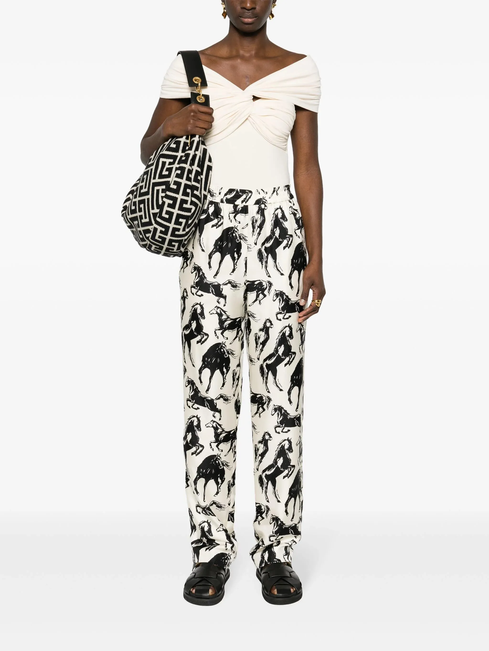 Horse-Print Silk Trousers sold by Fashion Clinic product image thumbnail 2