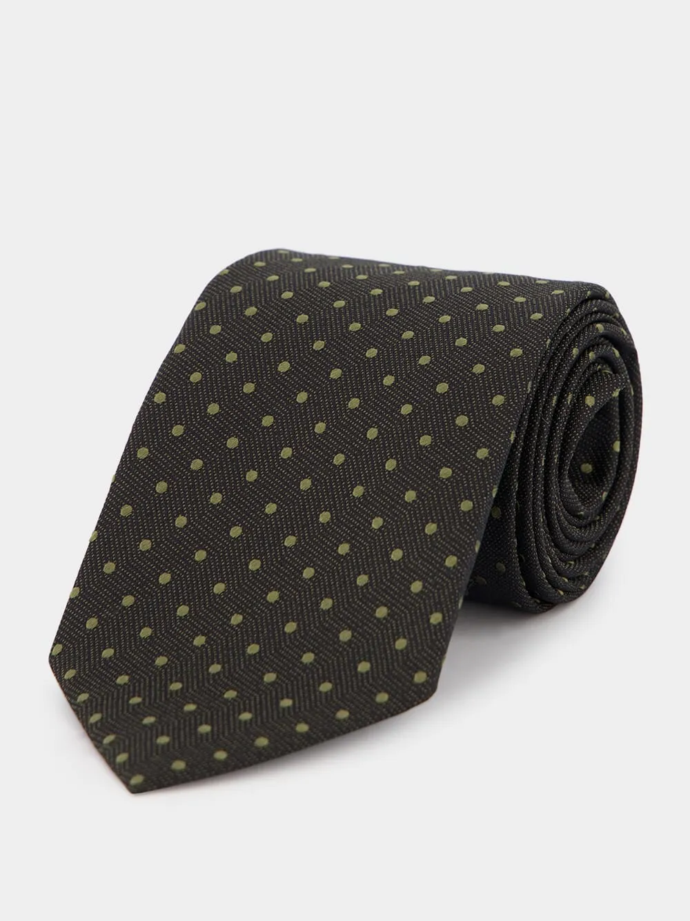 Dotted Olive Silk Tie sold by Fashion Clinic