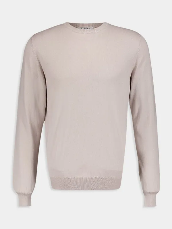 Fine Knit Beige Cotton Jumper sold by Fashion Clinic