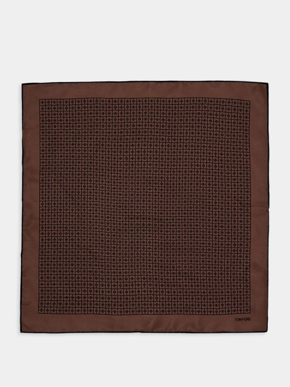 Brown Silk Square Checkered Scarf sold by Fashion Clinic
