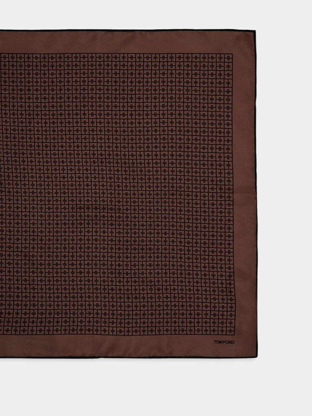 Brown Silk Square Checkered Scarf sold by Fashion Clinic product image thumbnail 3