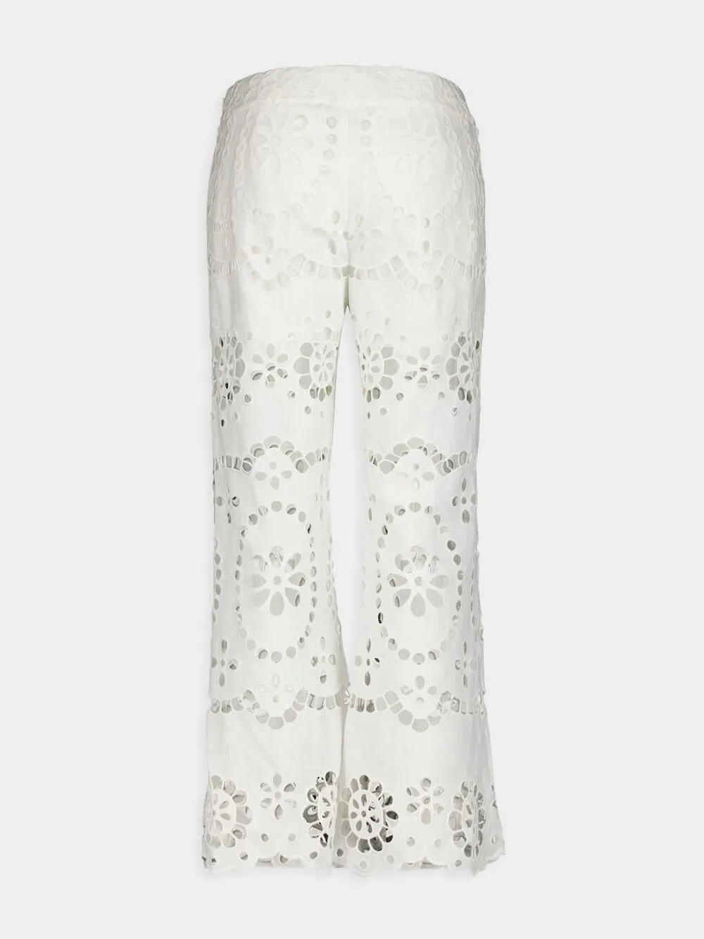 Lexi Embroidered White Eyelet Flared Trousers sold by Fashion Clinic product image thumbnail 2