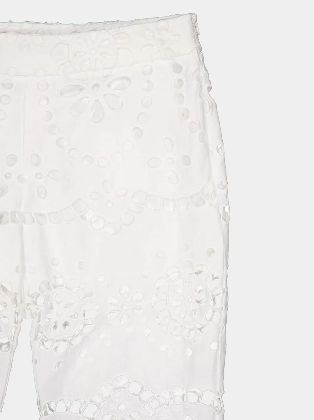 Lexi Embroidered White Eyelet Flared Trousers sold by Fashion Clinic product image thumbnail 3