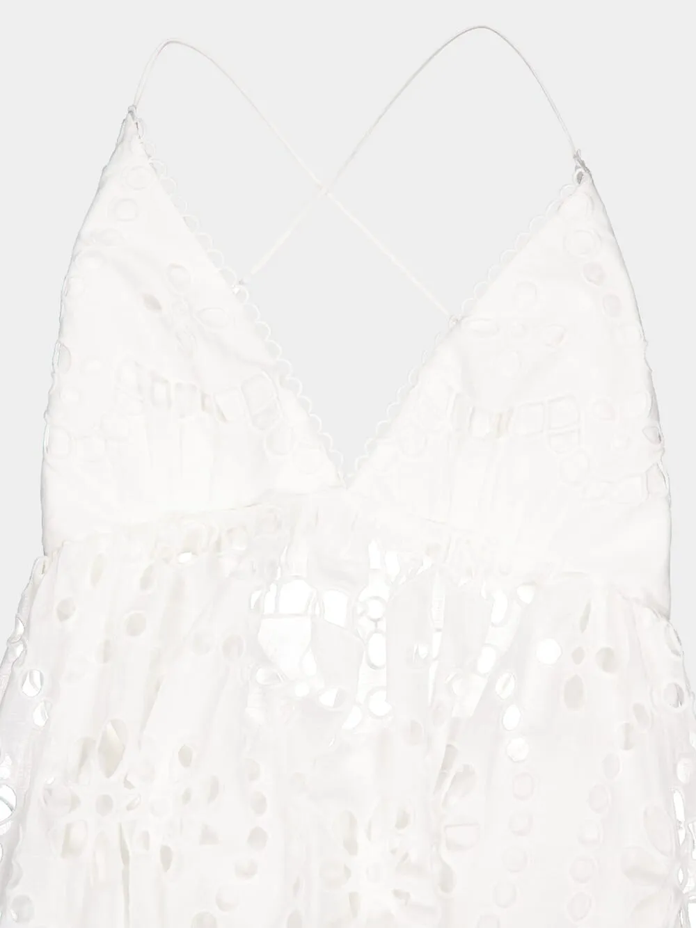 Lexi Embroidered White Eyelet Lace Midi Dress sold by Fashion Clinic product image thumbnail 3