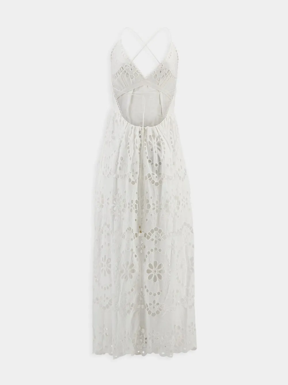 Lexi Embroidered White Eyelet Lace Midi Dress sold by Fashion Clinic product image thumbnail 2