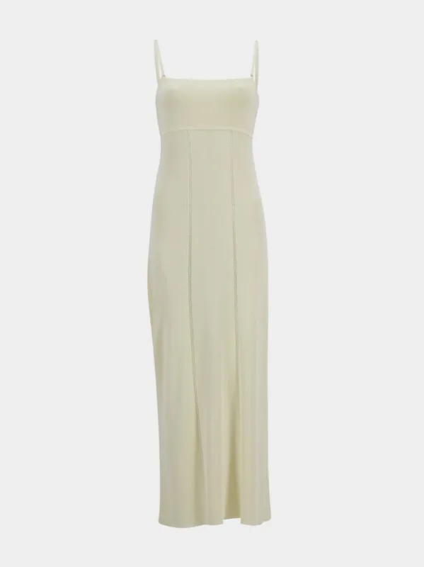 Matchmaker Knit Panelled Ivory Slip Maxi Dress sold by Fashion Clinic
