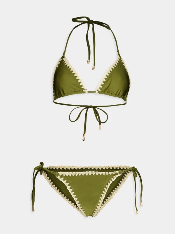 Olive Triangle Bikini Set sold by Fashion Clinic