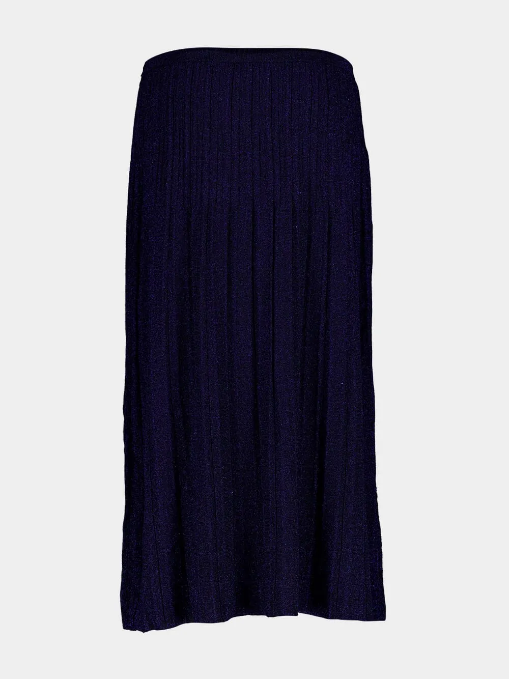 Navy Pleated Lurex Ribbed Midi Skirt sold by Fashion Clinic product image thumbnail 2