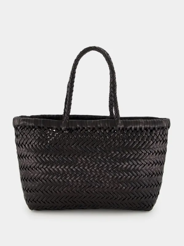 Black Mini Flat Gora Woven Leather Bag sold by Fashion Clinic