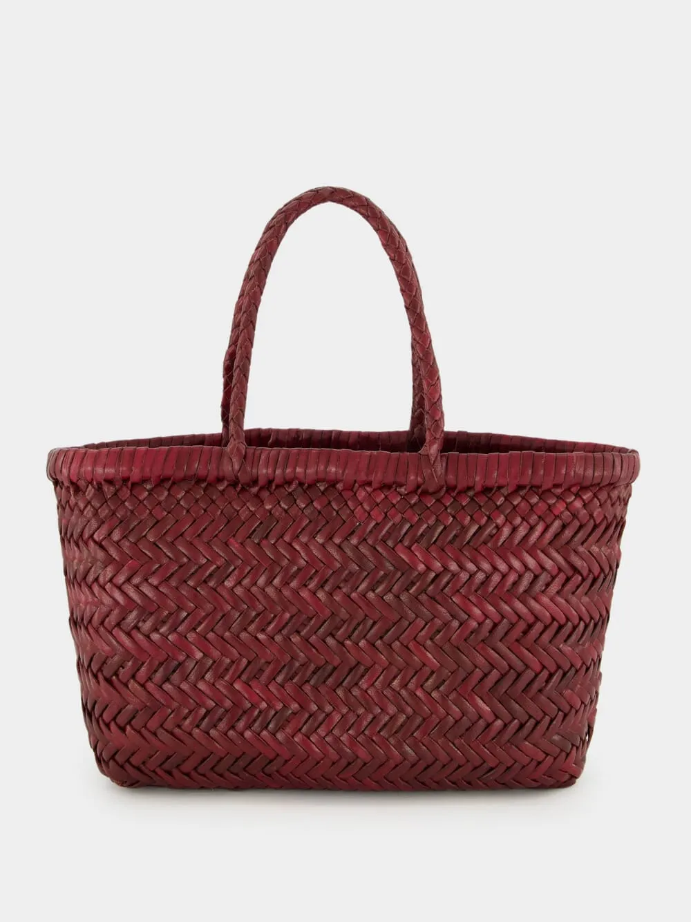 Bordo Mini Flat Gora Woven Leather Bag sold by Fashion Clinic
