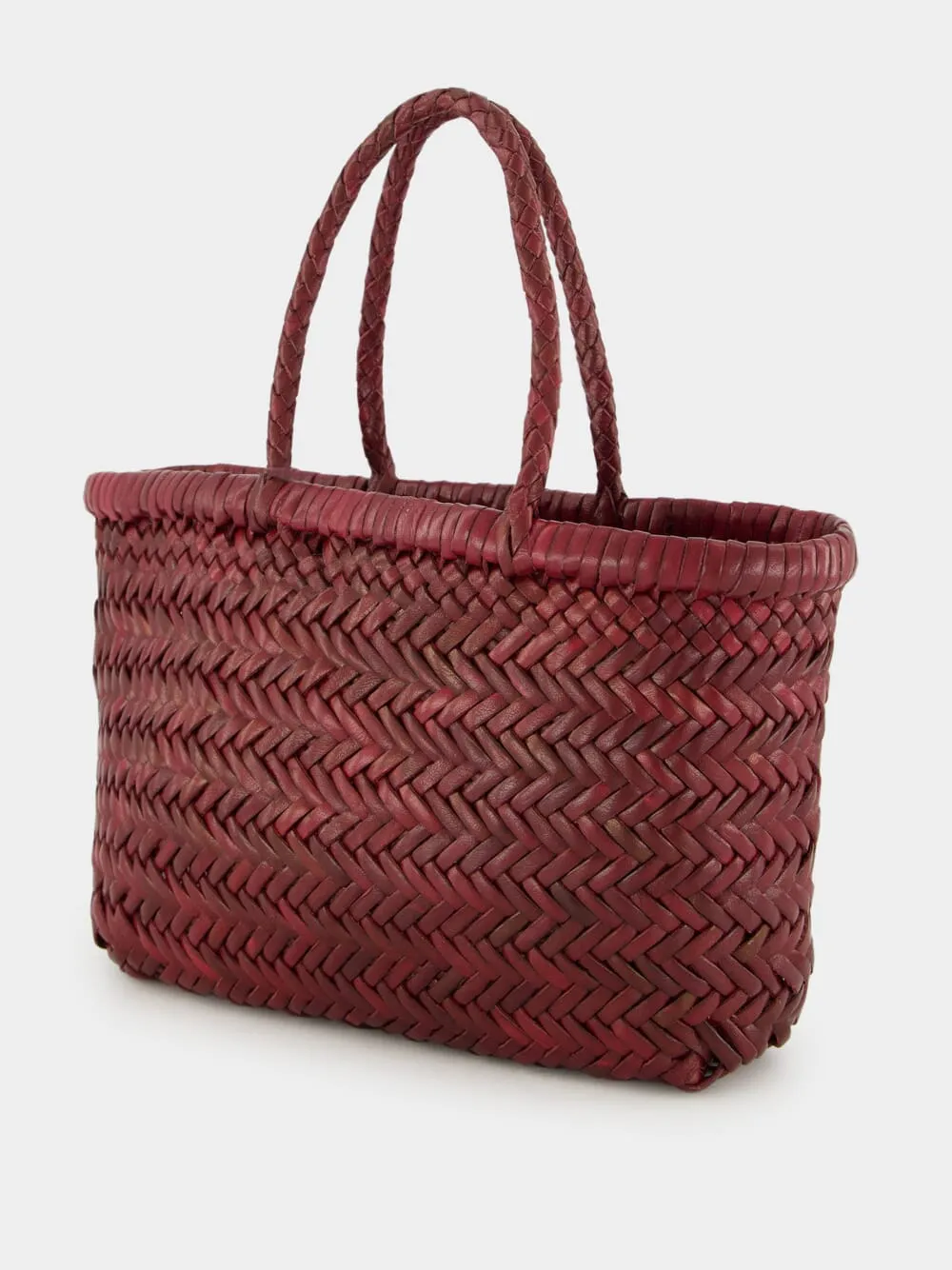 Bordo Mini Flat Gora Woven Leather Bag sold by Fashion Clinic product image thumbnail 4