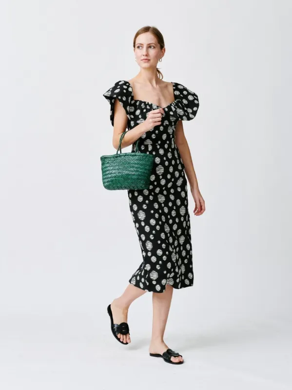 Forest Green Mini Flat Gora Woven Leather Bag sold by Fashion Clinic