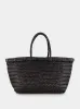 Black Triple Jump Small Woven Leather Tote sold by Fashion Clinic