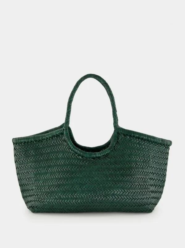 Forest Green Nantucket Big Woven Leather Tote sold by Fashion Clinic