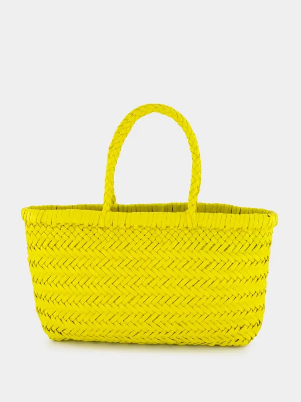 Yellow Mini Flat Gora Woven Leather Bag sold by Fashion Clinic