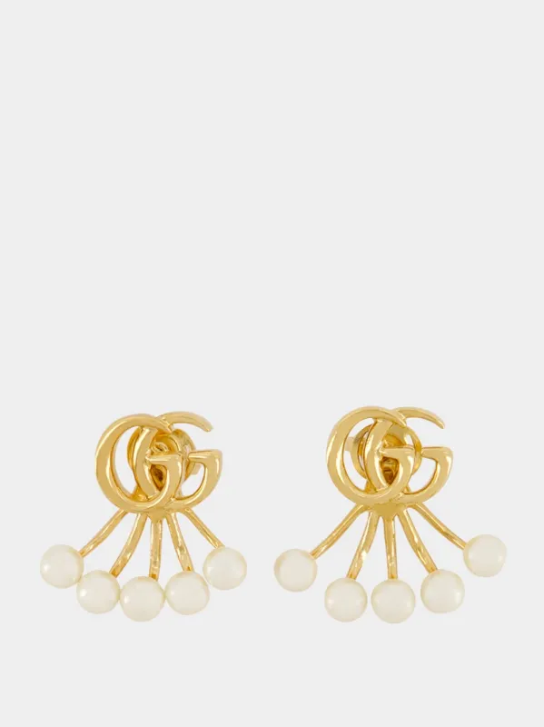 Gold GG Marmont Crystal Earrings sold by Fashion Clinic