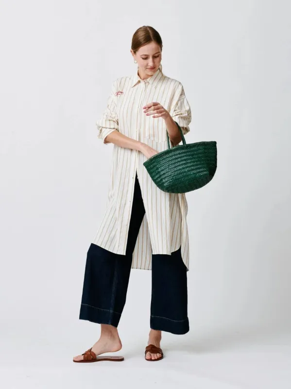 Forest Green Triple Jump Small Woven Leather Tote sold by Fashion Clinic