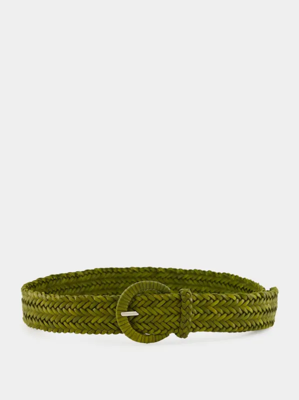 Bamboo Green Wrapped Buckle Leather Belt made by Dragon Diffusion