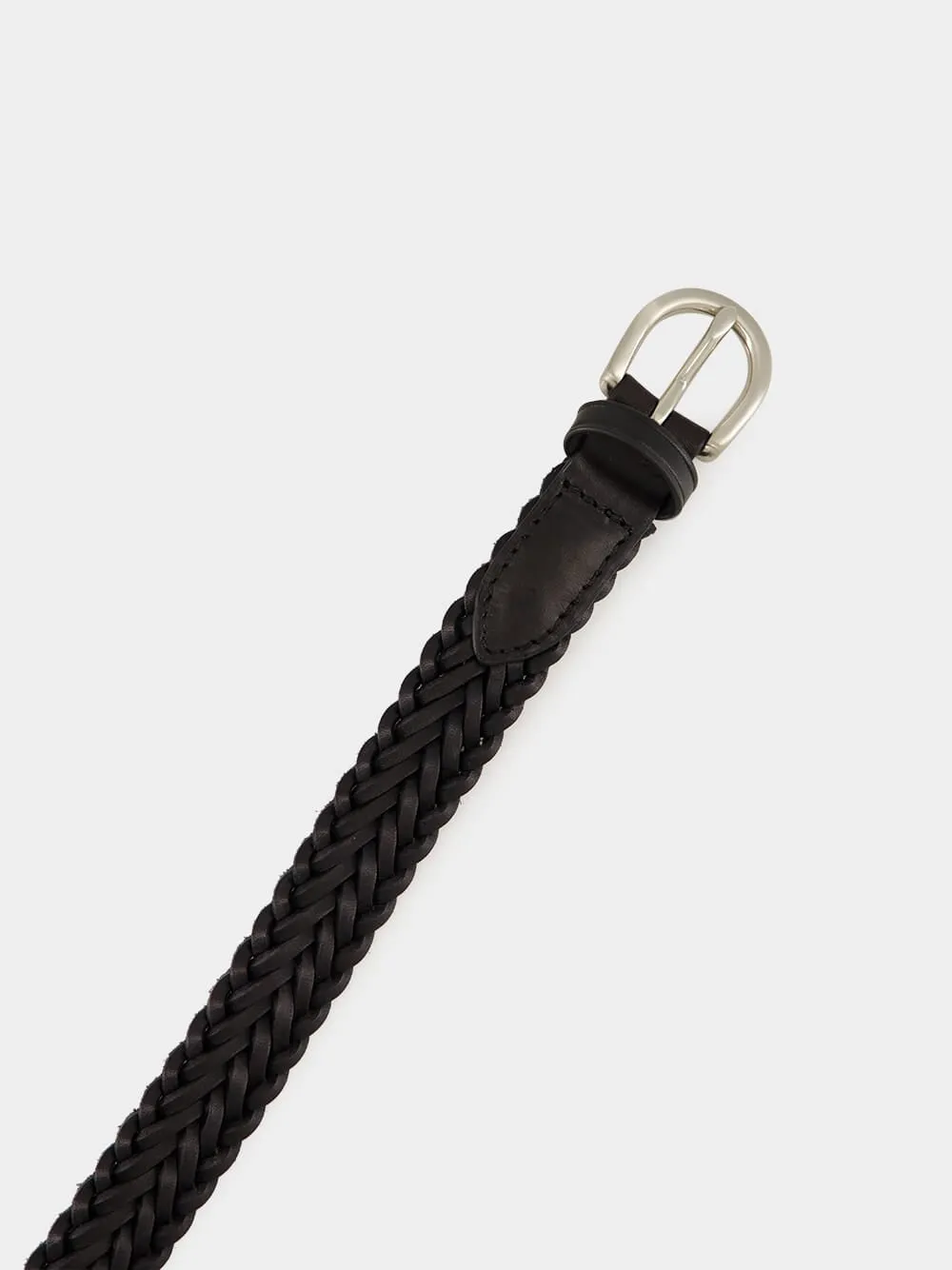Black Braided Leather Polo Tip Belt sold by Fashion Clinic product image thumbnail 2