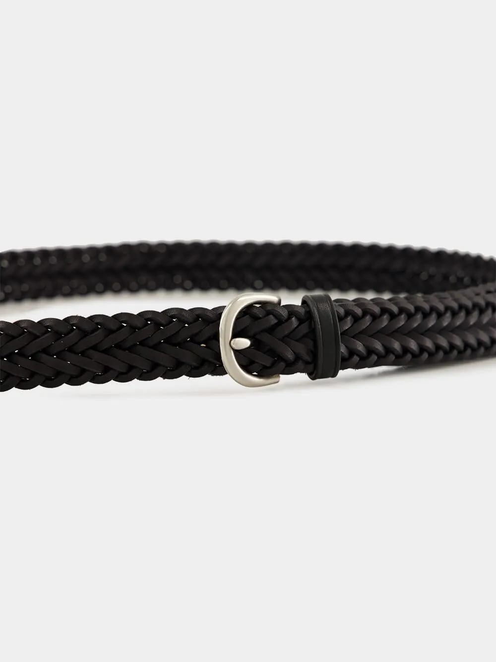 Black Braided Leather Polo Tip Belt sold by Fashion Clinic product image thumbnail 3
