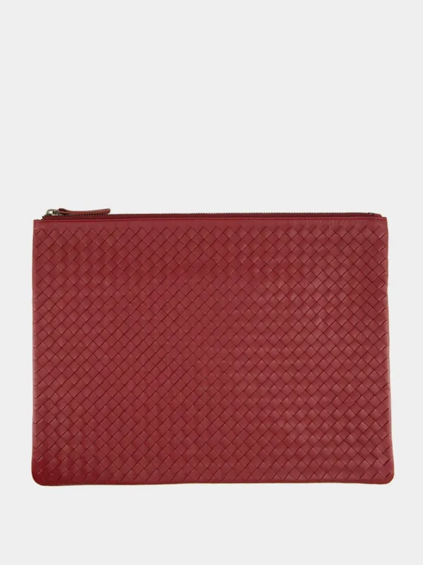 Bordo A4 Woven Leather Pochette sold by Fashion Clinic