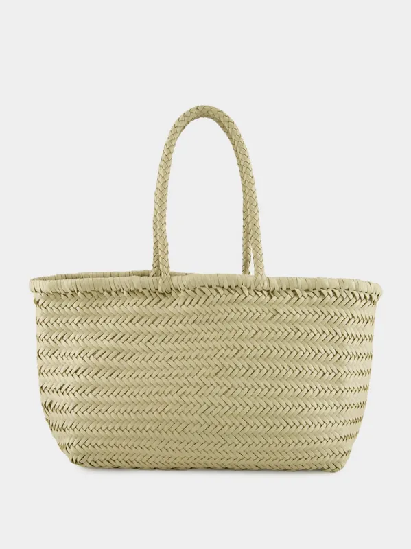 Pearl Triple Jump Big Woven Leather Tote sold by Fashion Clinic