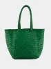 Parrot Green Grace Basket Small Woven Leather Tote sold by Fashion Clinic