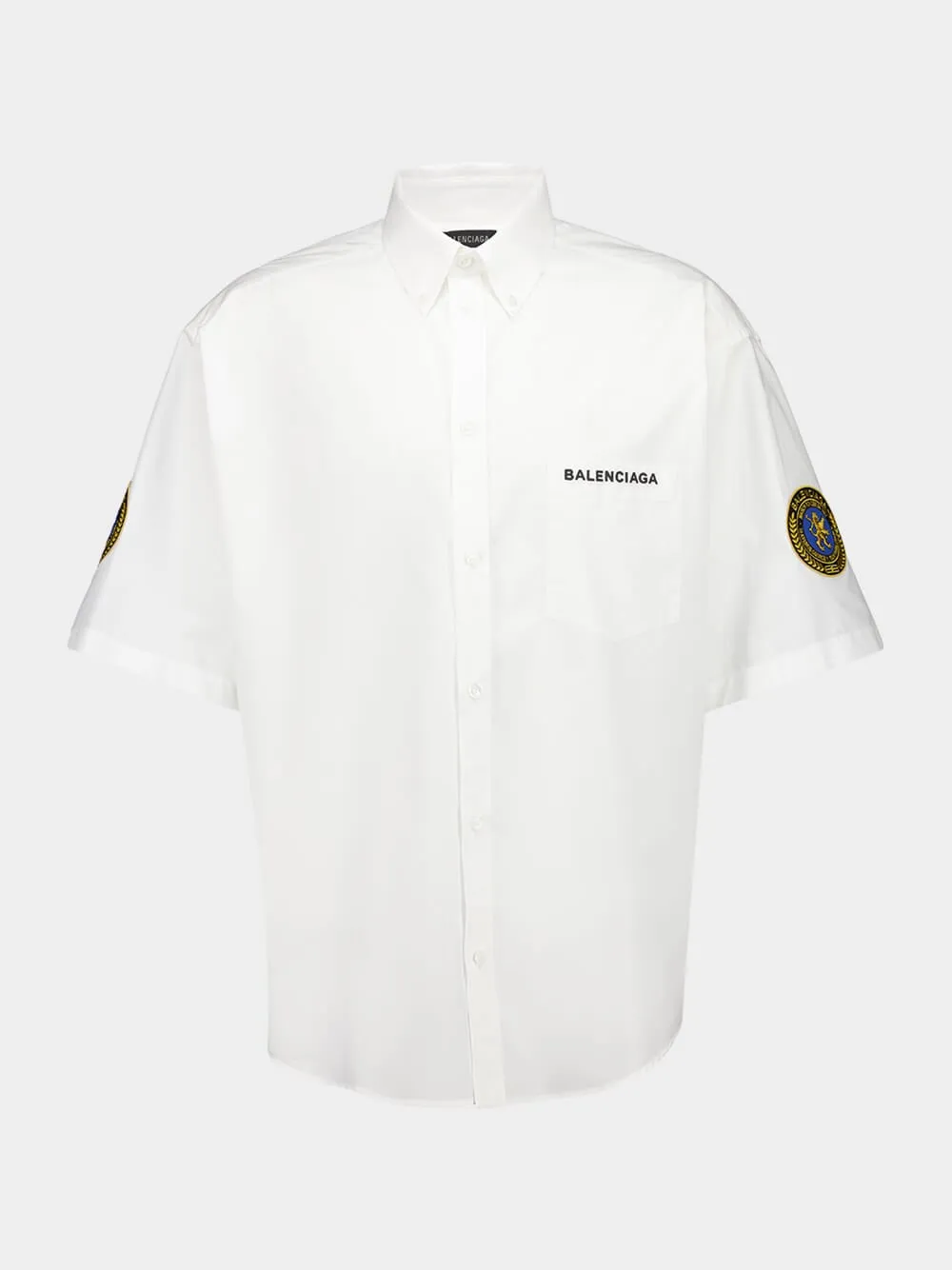 White Cotton Poplin Short Sleeve Shirt sold by Fashion Clinic
