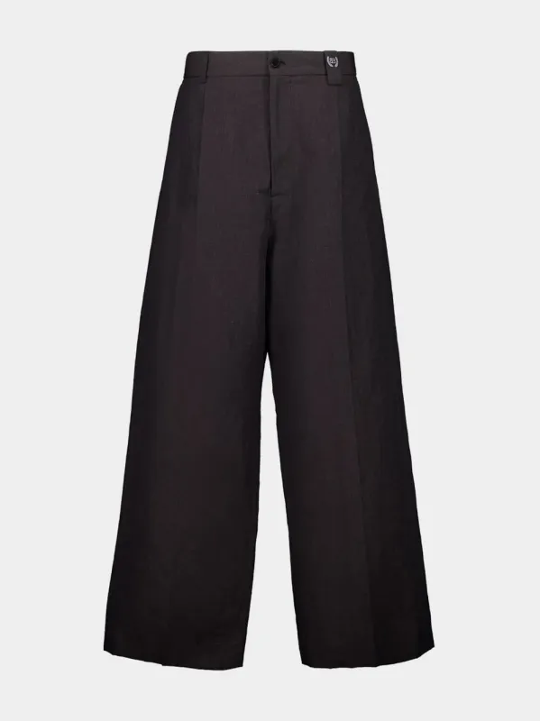 Black Cotton Large-Fit Trousers sold by Fashion Clinic