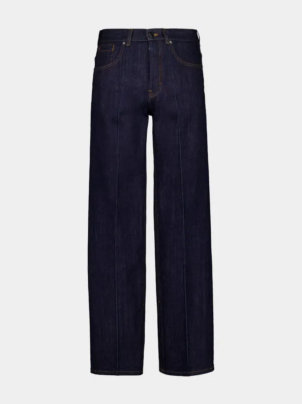 Dark Blue Wide-Leg Indigo Denim Jeans sold by Fashion Clinic