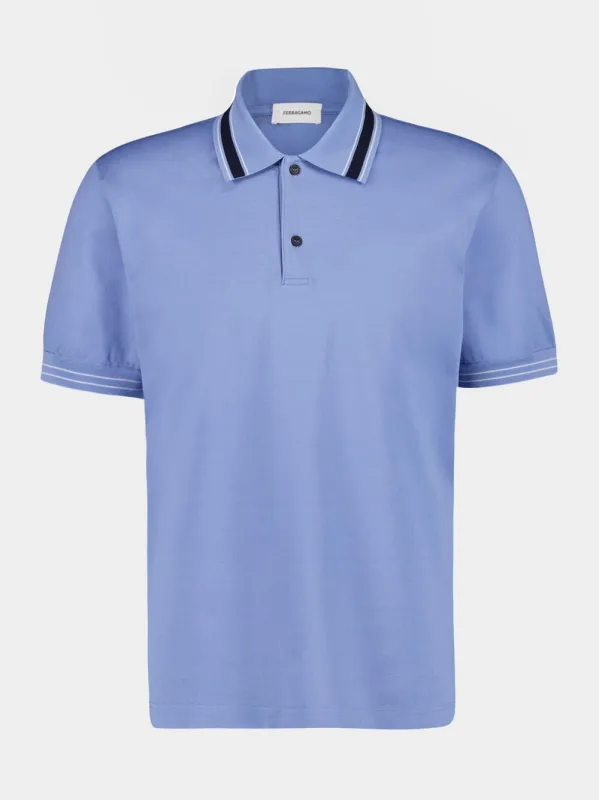 Light Blue Cotton Piqué Polo Shirt sold by Fashion Clinic