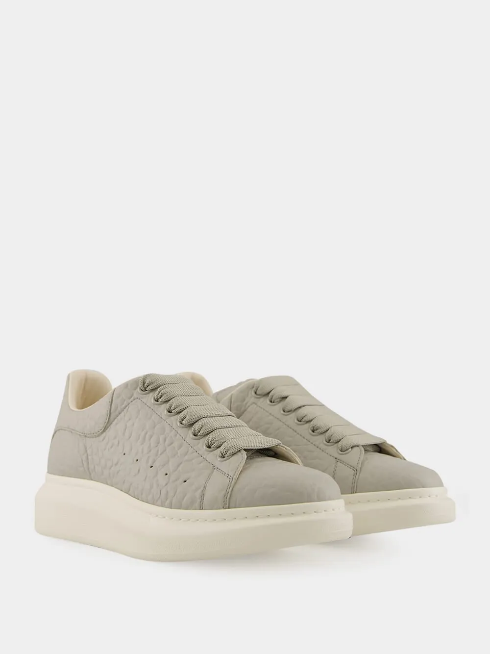 Cool Grey Grain Leather Low-Top Sneakers sold by Fashion Clinic product image thumbnail 3