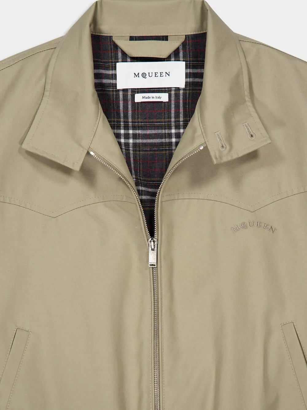 Beige Cropped Harrington Cotton Jacket sold by Fashion Clinic product image thumbnail 5