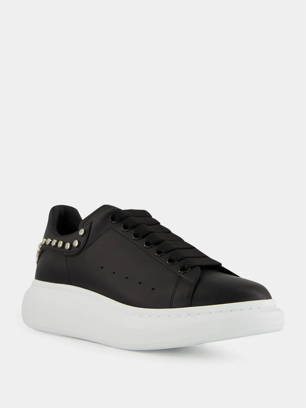 Black Studded Leather Low-Top Sneakers sold by Fashion Clinic product image thumbnail 2