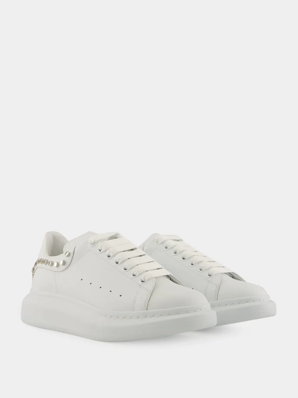 White Studded Leather Low-Top Sneakers sold by Fashion Clinic product image thumbnail 3