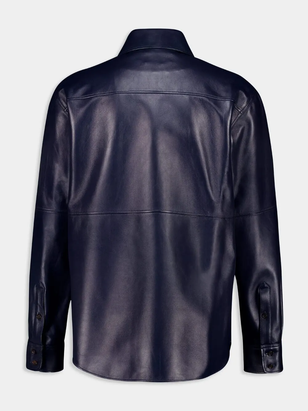 Navy Smooth Leather Long-Sleeve Shirt sold by Fashion Clinic product image thumbnail 2