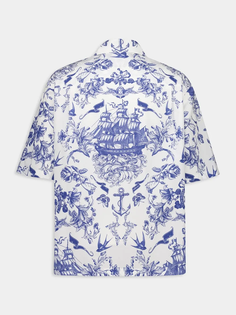 Ivory and Navy Sailor Tattoo Print Shirt sold by Fashion Clinic product image thumbnail 2