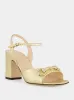 Gold Metallic Leather Horsebit Sandals sold by Fashion Clinic