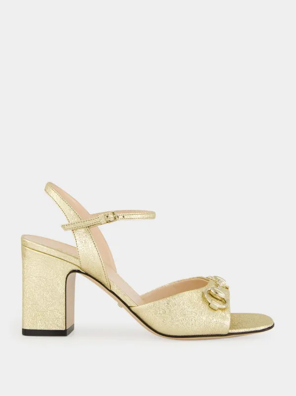 Gold Metallic Leather Horsebit Sandals sold by Fashion Clinic