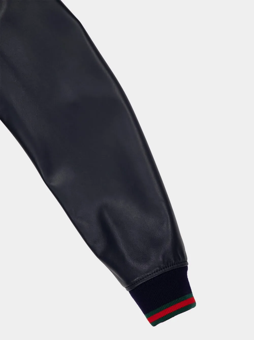 Navy Nappa Leather Zip Jacket sold by Fashion Clinic product image thumbnail 4