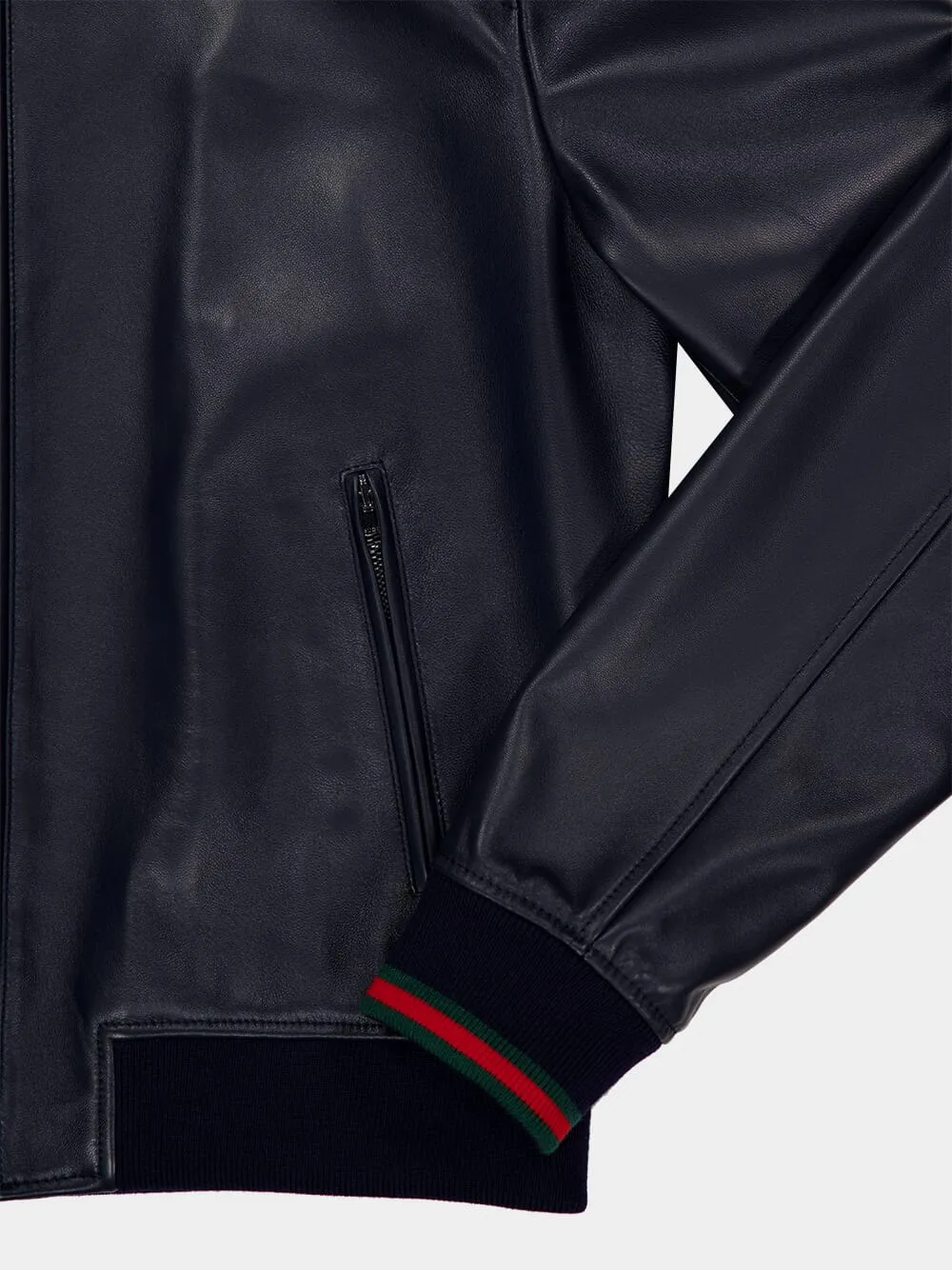 Navy Nappa Leather Zip Jacket sold by Fashion Clinic product image thumbnail 5