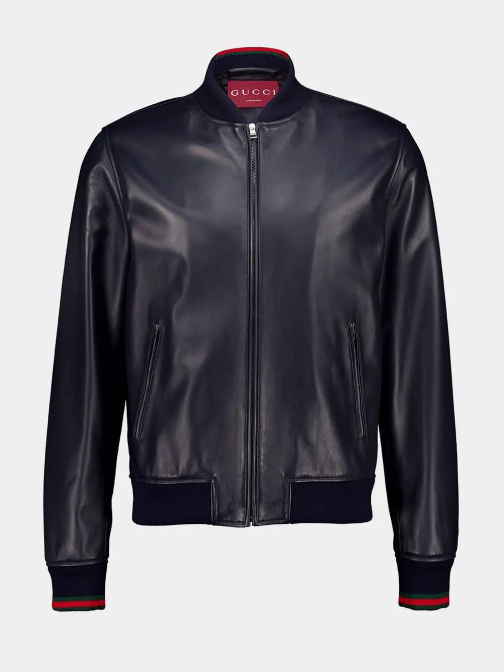 Navy Nappa Leather Zip Jacket sold by Fashion Clinic