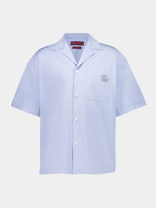 Light Blue Cotton Poplin Shirt with Embroidery sold by Fashion Clinic