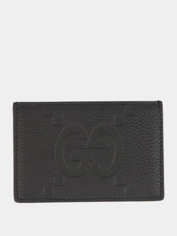 Black GG Jumbo Leather Card Case sold by Fashion Clinic