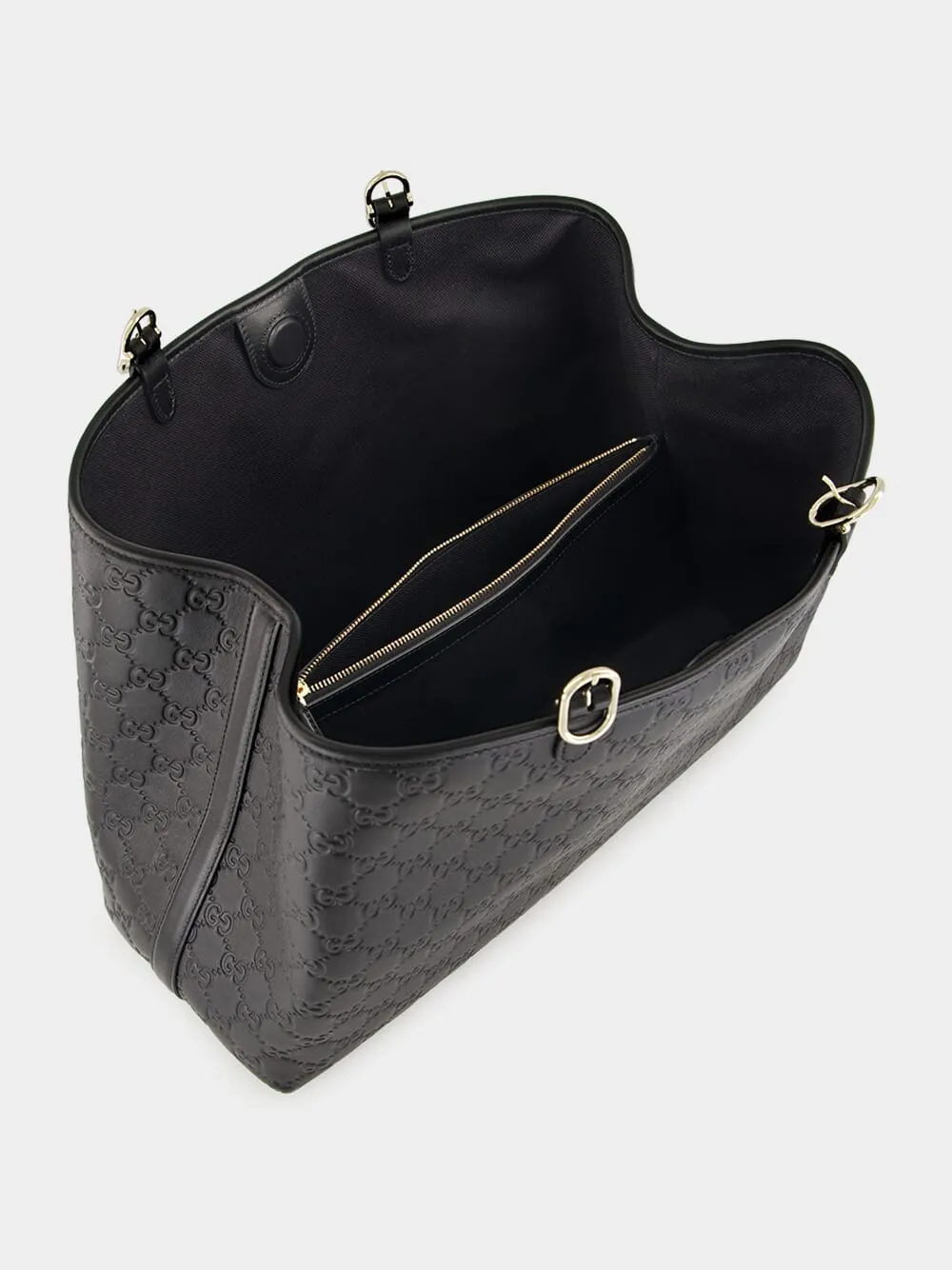 Black GG Emblem Large Leather Tote sold by Fashion Clinic product image thumbnail 5